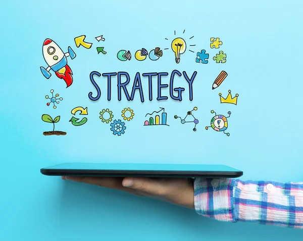 Concepto de estrategia con una tableta — Foto de Stock