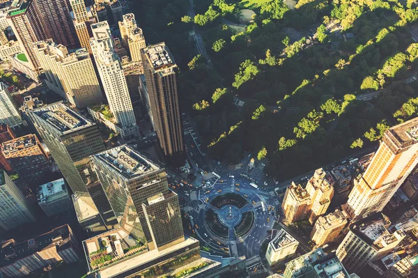 Flygfoto över Columbus Circle och Central Park i Ny stad — Stockfoto