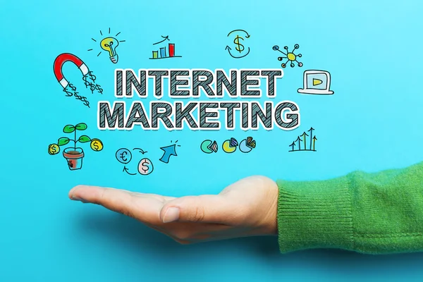 Internet Marketing concept met hand — Stockfoto