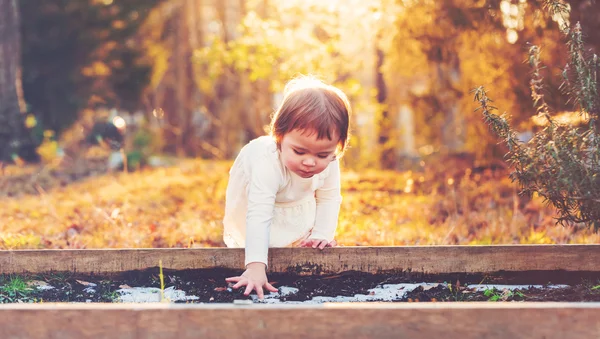 Ragazza che gioca in giardino — Foto Stock