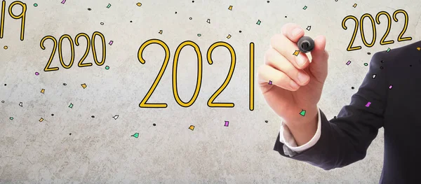 2021 Nový rok téma s podnikatelem — Stock fotografie