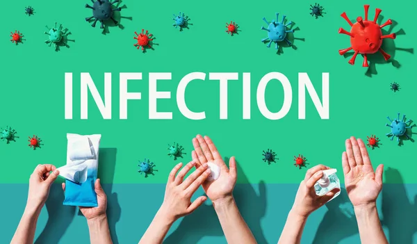 Infektion tema med person tvätta händerna — Stockfoto