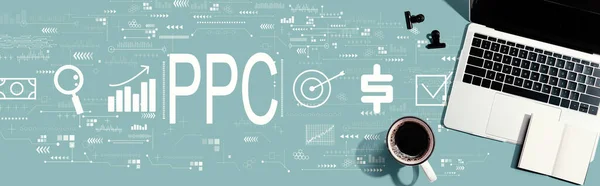 PPC - Betaal per klik concept met een laptop — Stockfoto