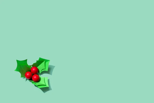 Christmas holly berries - Paper craft — Stock Photo, Image