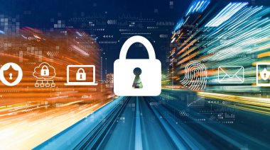 Yüksek hız hareket bulanıklığına sahip internet ağ güvenliği kavramı