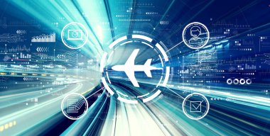 Hızlı hareket bulanıklığı olan uçuş bileti rezervasyonu kavramı