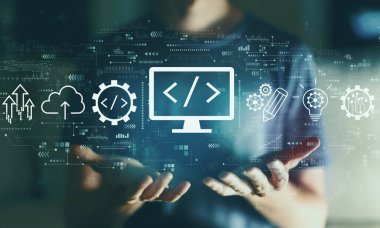 Genç adamla web geliştirme kavramı