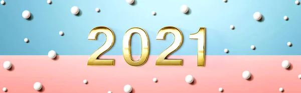 पांढरा कँडी डॉट्ससह 2021 नवीन वर्ष थीम — स्टॉक फोटो, इमेज