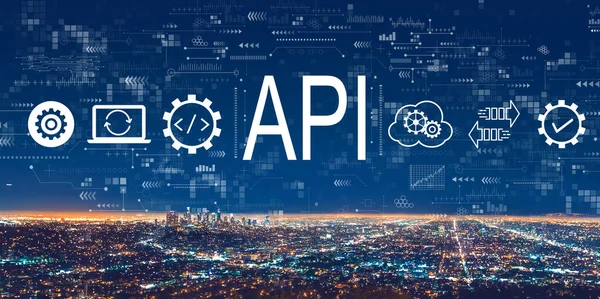 API - program programmering gränssnitt koncept med centrala Los Angeles — Stockfoto