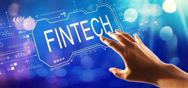 Concepto Fintech con la mano presionando un botón — Foto de Stock