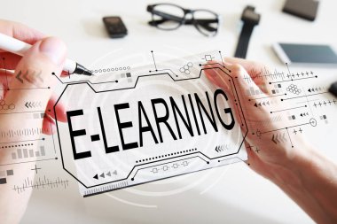 Bir dizüstü bilgisayarla e-öğrenme kavramı