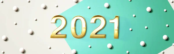 2021 Новый год тема с белыми конфетами точек — стоковое фото