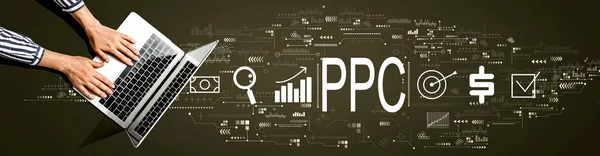 PPC - Betala per klick koncept med person som använder bärbar dator — Stockfoto