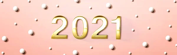 2021 Новый год тема с белыми конфетами точек — стоковое фото