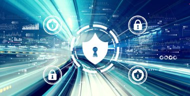 Yüksek hız hareket bulanıklığına sahip siber güvenlik teması