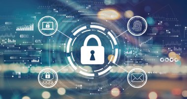 Bulanık şehir ışıklarıyla internet ağ güvenliği kavramı