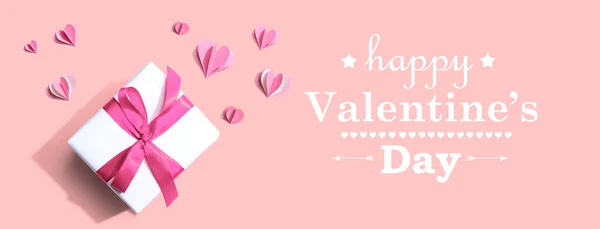 Valentines Day message with a gift box — Stock Photo, Image