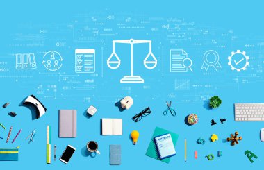 Elektronik cihazlar ve ofis malzemeleriyle hukuki danışmanlık hizmeti kavramı