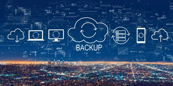 Backup-Konzept mit der Innenstadt von Los Angeles — Stockfoto