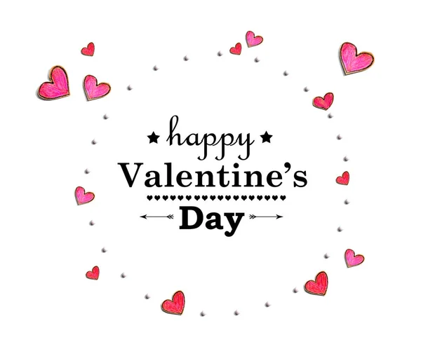 Valentines Day message with hand draw hearts — Stock Photo, Image