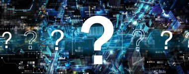 Şehrin hava manzaralı soru işaretleri