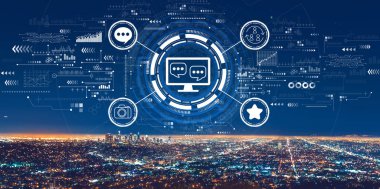Los Angeles şehir merkeziyle sosyal medya teması