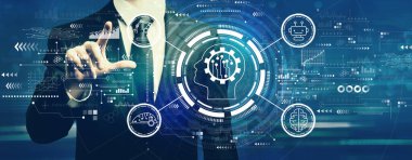 İş adamıyla gelecek teknoloji konsepti