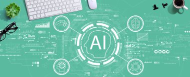 Bilgisayar klavyeli yapay zeka kavramı