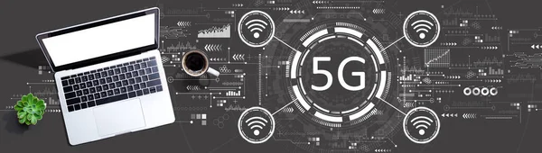 5G network with a laptop computer