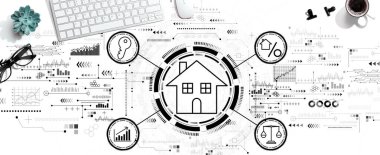 Bilgisayar klavyeli bir emlak teması