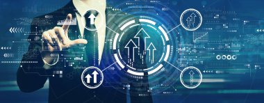 İş adamıyla Yükselen ok teması