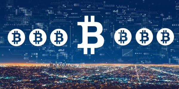Bitcoin téma s centrem Los Angeles — Stock fotografie