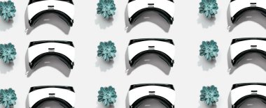 Gölgeli sanal gerçeklik kulaklığı deseni