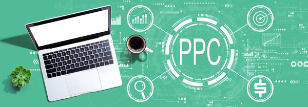 PPC - concetto Pay per click con un computer portatile — Foto Stock