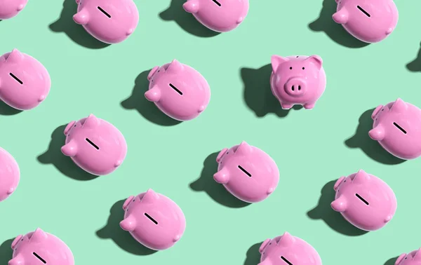 분홍 돼지 은행 머리 위에서 바라본 모습 — 스톡 사진