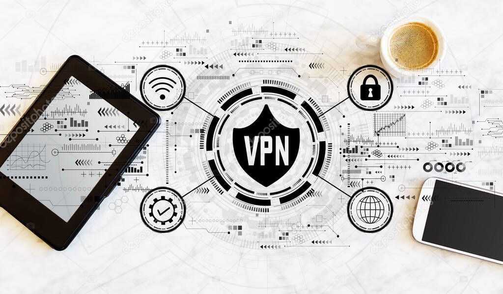 VPN concept with tablet and phone