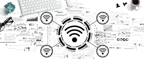 Wifi tema med en dator tangentbord — Stockfoto