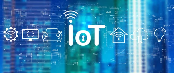 시내 스카이라인 이 있는 IoT 테마 — 스톡 사진