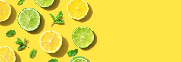 Limoni freschi e lime vista aerea — Foto Stock