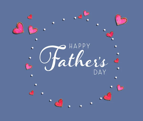 Szczęśliwy dzień ojców wiadomość z ręki wyciągnąć serca — Zdjęcie stockowe
