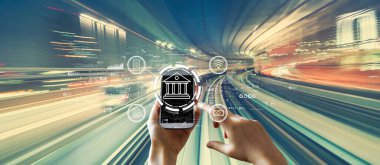 Çevrimiçi bankacılık kavramı ve yüksek hız hareket bulanıklığı