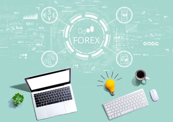 Forex koncepcji handlu z komputerami z żarówką — Zdjęcie stockowe