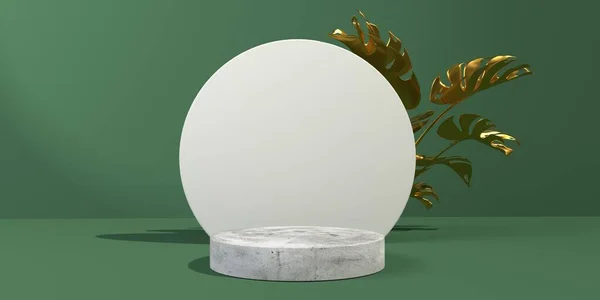 Rendu 3D de podium minimal et plantes tropicales — Photo