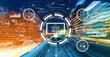 Yüksek hız hareket bulanıklığı olan Fintech teması