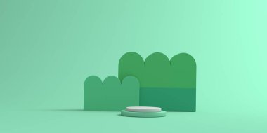 Podyum ve şekillerin soyut 3B canlandırması