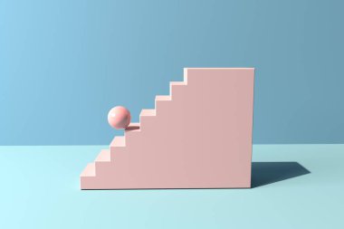 Merdivenler ve toplar - 3D resimleme