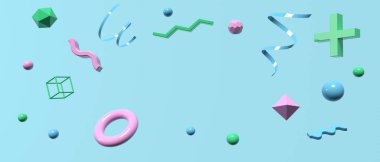 Uçan geometrik kürelerin 3 boyutlu canlandırması