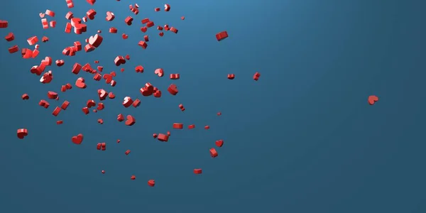 Flying corazones pequeños dispersos - 3D renderizar —  Fotos de Stock