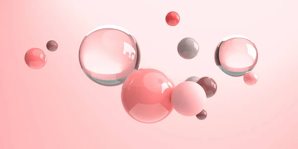 Renderização 3D de diferentes tamanhos flutuantes de esferas — Fotografia de Stock