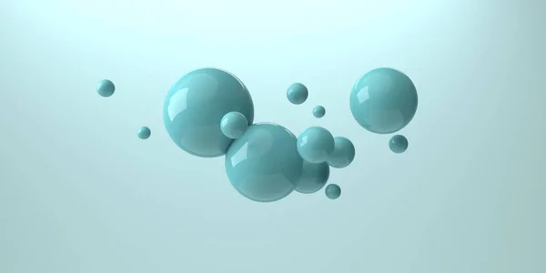 3D-weergave van zwevende verschillende grootte van bollen — Stockfoto